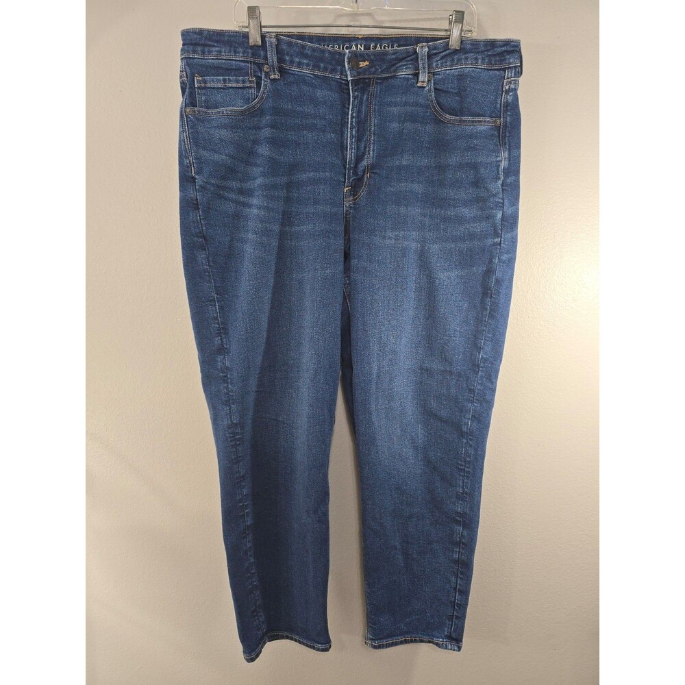 American Eagle Mom Jeans Women Size 20 High Rise Stretch Medium wash BW